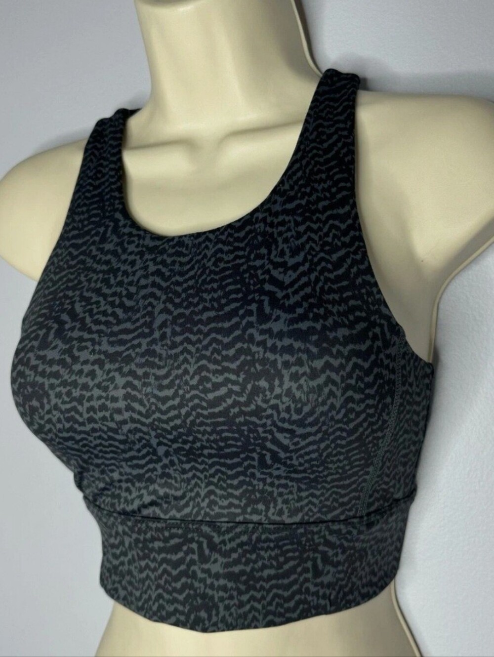 Allfenix Black/Grey Patterned Racerback Sports Bra Women's Size Small